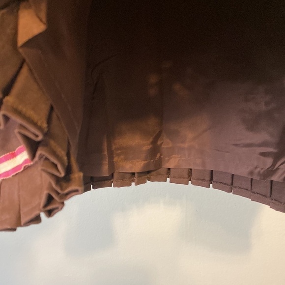 Phoebe Brown Ruffle Hem Pencil Skirt With Pink Stripes - Picture 8 of 9